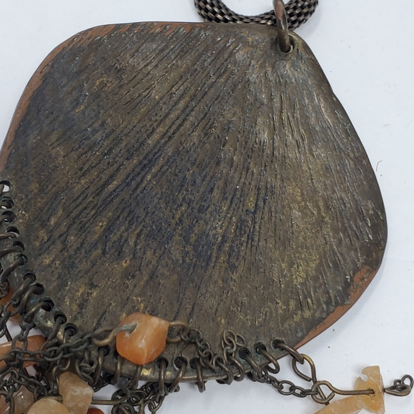 Vintage metal corded mesh chain with large bronze color metal beaded necklace - Picture 7 of 8